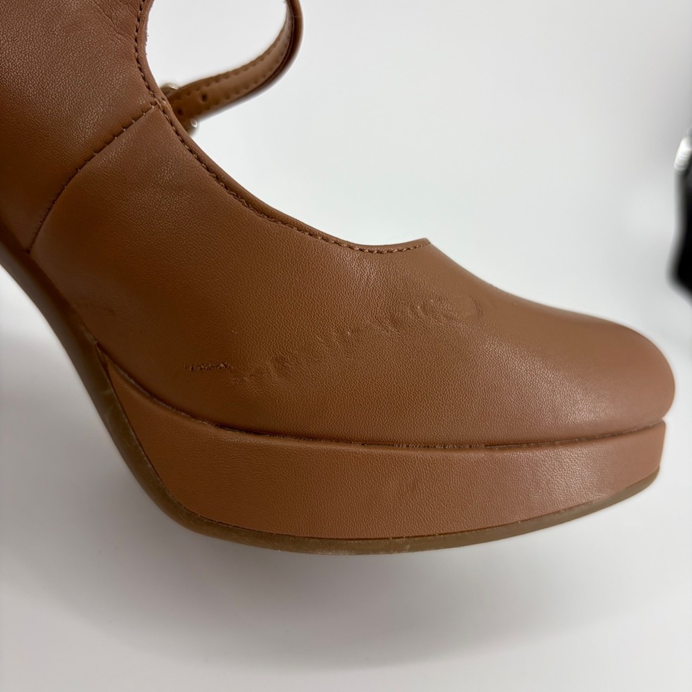 Naturalizer Womens 10M Tan Berlin Slingback Platform Block Heel Mary Jane Pumps - Picture 5 of 8